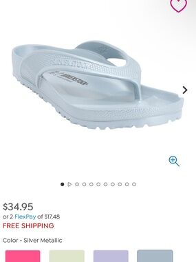 Birkenstock Silver Metallic EVA Gizeh Thong Sandal
